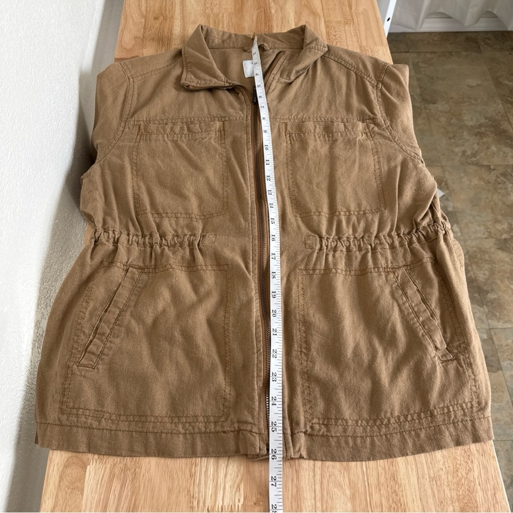 Old Navy Mock Neck Linen Blend Utility Jacket Women’s Size M Lightweight Zip - Picture 8 of 9